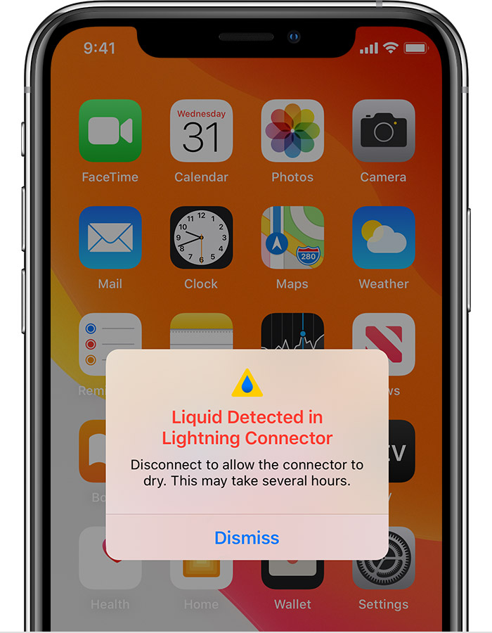 大观苹果手机维修分享iPhone 12 在充电时出现 “闪电接口检测到液体”的提示怎么办 